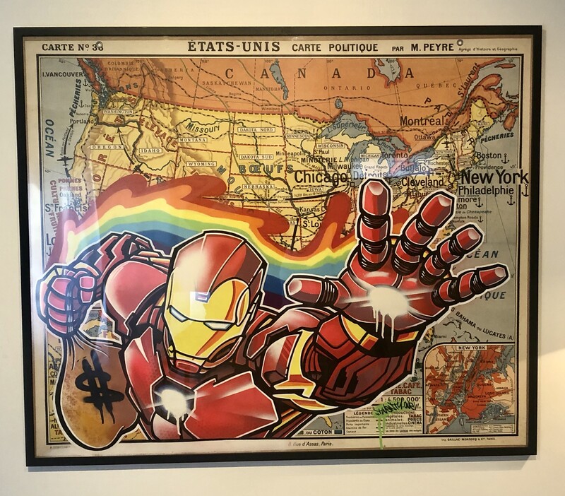 Iron Man Hold up Vintage school map