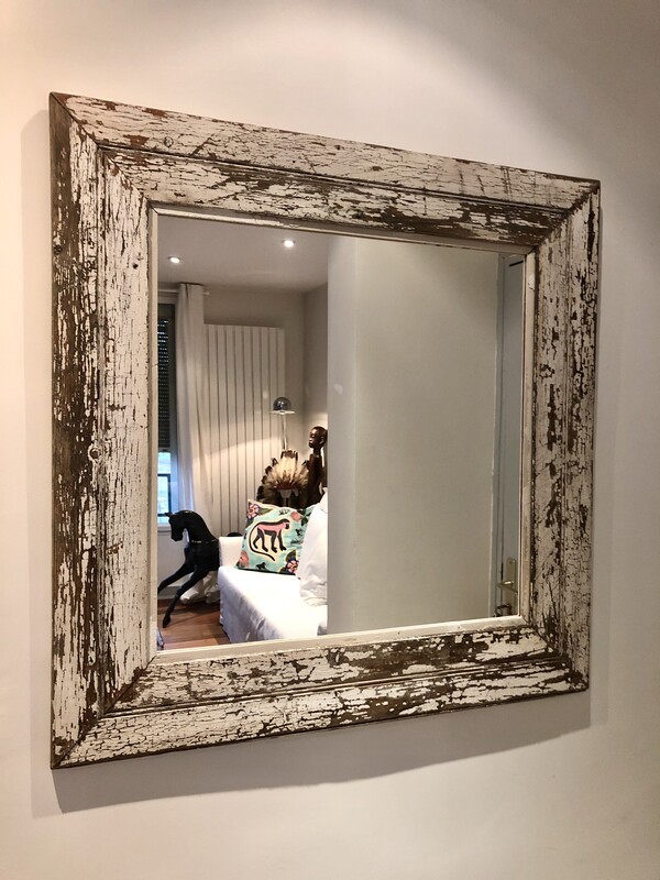 Miroir encadrement bois patine d'origine - Mirror wooden frame original patina 