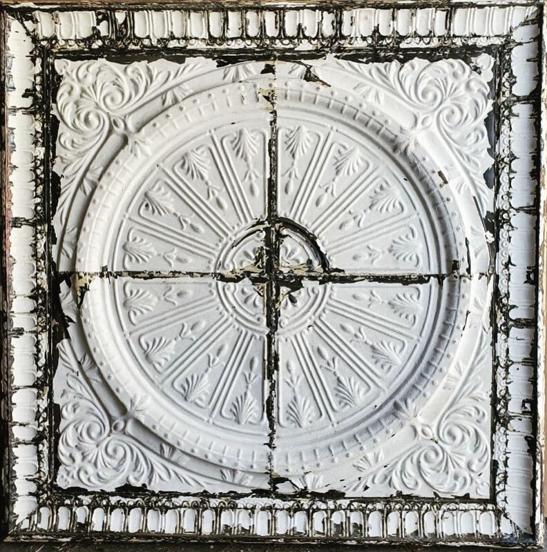 'ROSAS' plaques Victoriennes - Antique Ceiling tiles original patina 