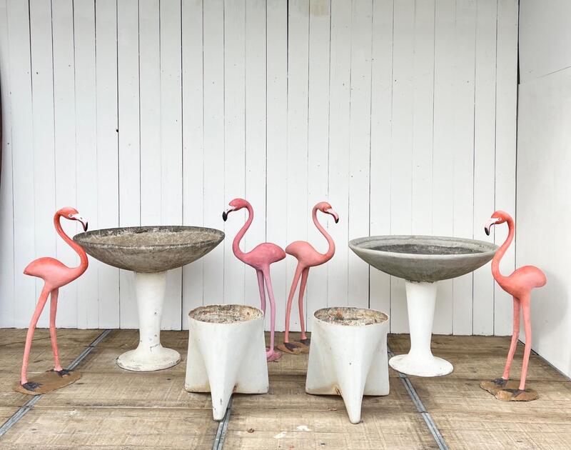 Willy Guhl planters - Concrete Pink Flamingos